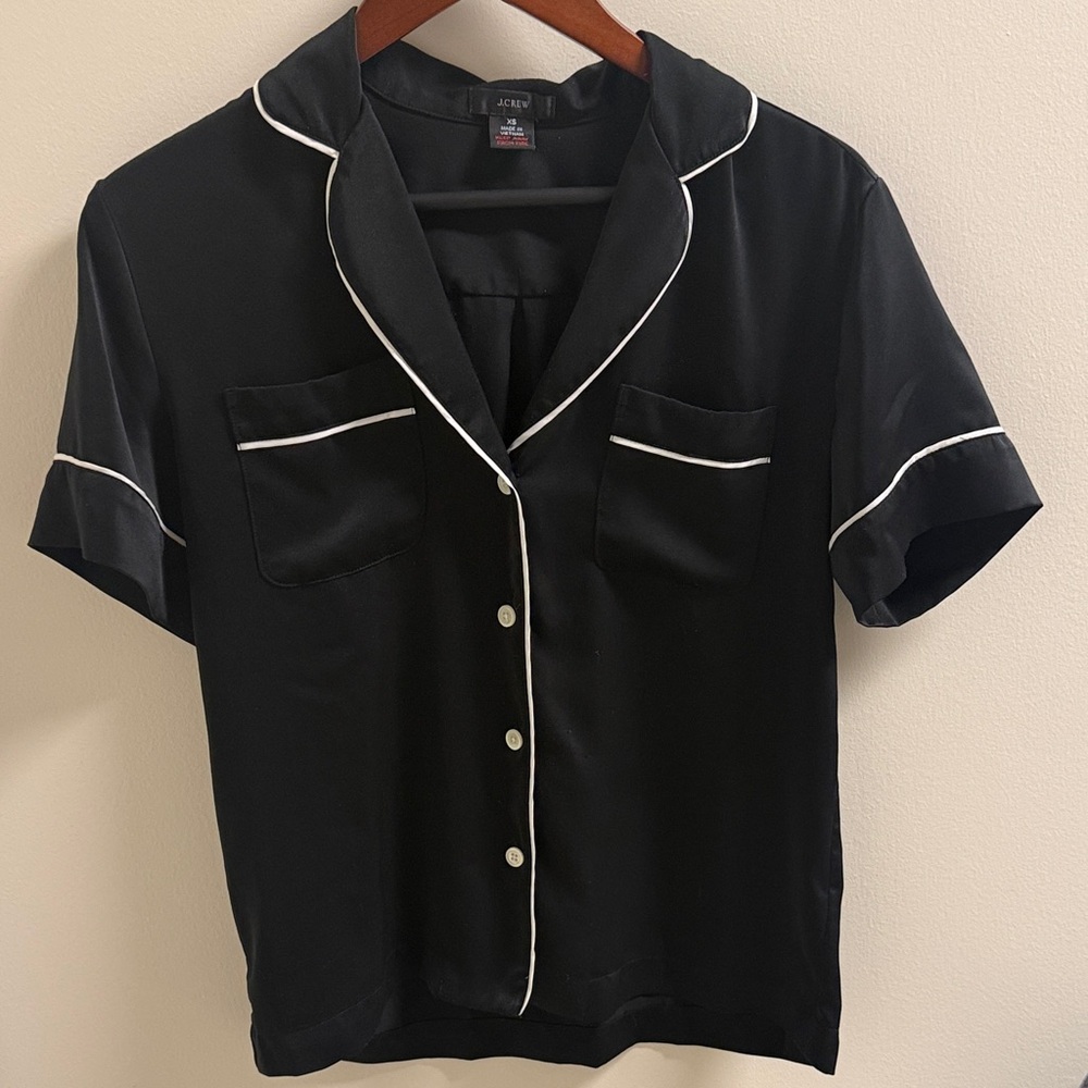 J. Crew silky feel black and white pajama set
